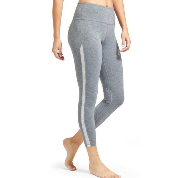 Athleta Pants - Athleta Chaturanga Striped Mesh Side Athletic Leggings